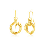 Yellow Gold 14k Dangling Earrings with Interlocking Circle