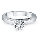 White Gold 14k Classic Wide Band Cathedral Solitaire Engagement Ring