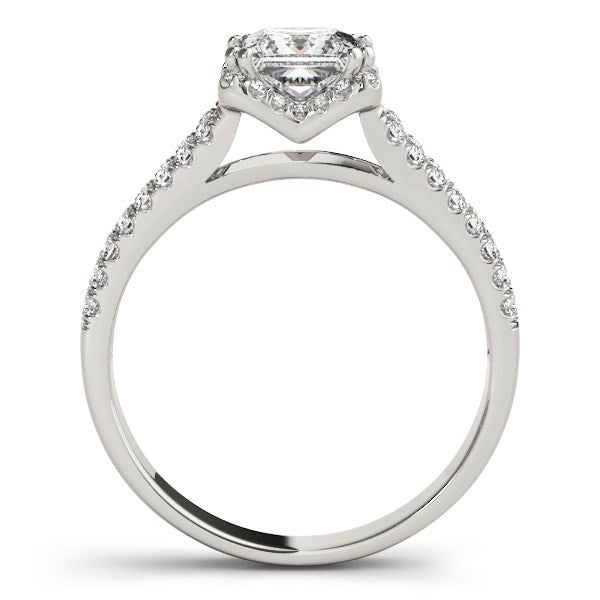 White Gold 14k Princes Cut Halo Split Shank Diamond Engagement Ring