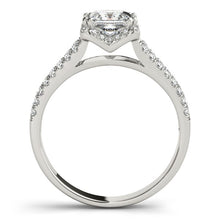 Load image into Gallery viewer, White Gold 14k Princes Cut Halo Split Shank Diamond Engagement Ring