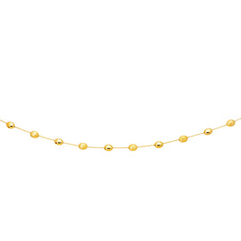 Yellow Gold 14k Women's Necklace with Polished and Textured Pebble Stations