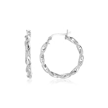 Load image into Gallery viewer, Sterling Silver Round Twisted Hoop Earrings