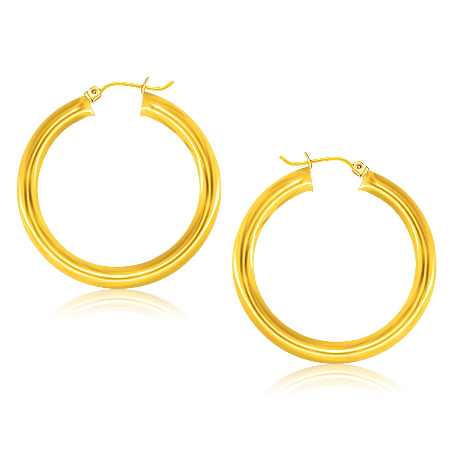 Yellow Gold 14k 40 mm Polished Hoop Earrings with Snap Lock Backing
