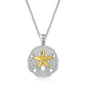 Designer Sterling Silver and Yellow Gold 14k Sand Dollar Pendant