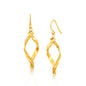 Yellow Gold 14k Fancy Flat Twisted Oval Dangling Earrings