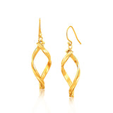 Yellow Gold 14k Fancy Flat Twisted Oval Dangling Earrings