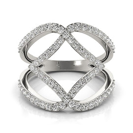 White Gold 14k Entwined Design Diamond Dual Band Ring