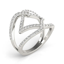 Load image into Gallery viewer, White Gold 14k Entwined Design Diamond Dual Band Ring