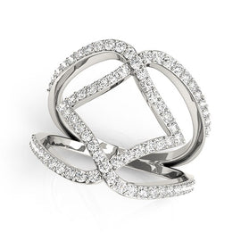 White Gold 14k Entwined Design Diamond Dual Band Ring