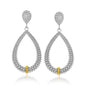 Yellow Gold 18k & Sterling Silver Diamond Accented Graduated Popcorn Drop Earrings