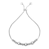 Adjustable Matte and Textured Bead Bracelet in Sterling Silver