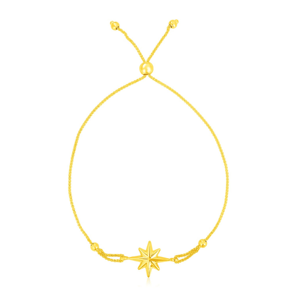Yellow Gold 14k Women's Adjustable Bracelet with Star