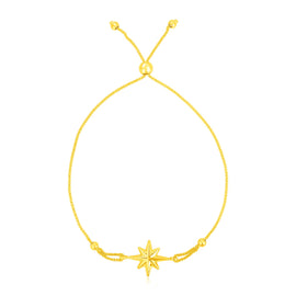 Yellow Gold 14k Women's Adjustable Bracelet with Star