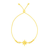 Yellow Gold 14k Women's Adjustable Bracelet with Star