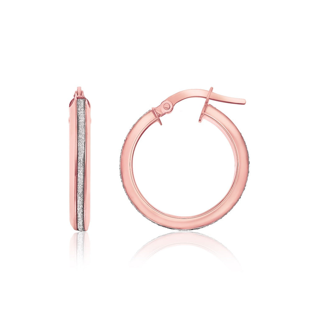 Two-Tone Gold 14k Hoop Earrings with Glitter Center & Snap Lock