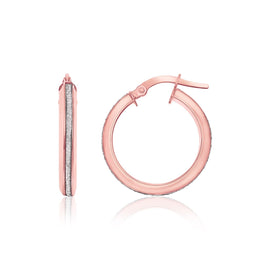 Two-Tone Gold 14k Hoop Earrings with Glitter Center & Snap Lock