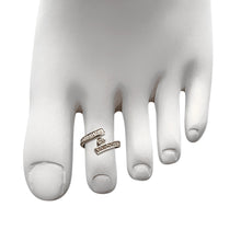 Load image into Gallery viewer, Sterling Silver Rhodium Finished White Cubic Zirconia Overlap Toe Ring