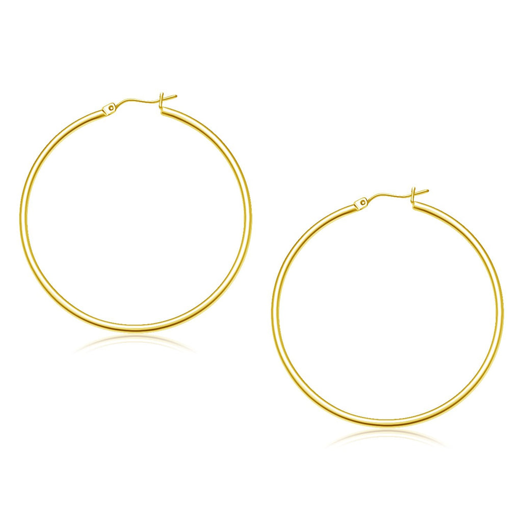 Yellow Gold 10k 45 mm Polished Hoop Earrings with Snap Lock Backing