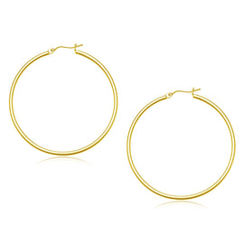 Yellow Gold 10k 45 mm Polished Hoop Earrings with Snap Lock Backing