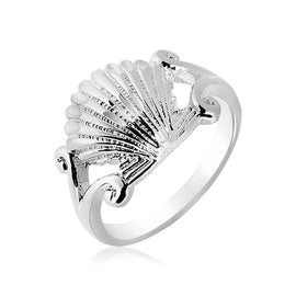 Sterling Silver Textured Seashell Fancy Ring