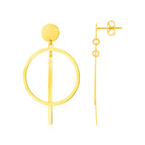 Yellow Gold 14K Polished Circle and Bar Fancy Earrings
