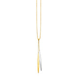 Two Tone Gold 14k Women's Fancy Necklace with Polished Oval and Chain Pendant