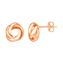 Load image into Gallery viewer, Rose Gold 14k Polished Love Knot Earrings