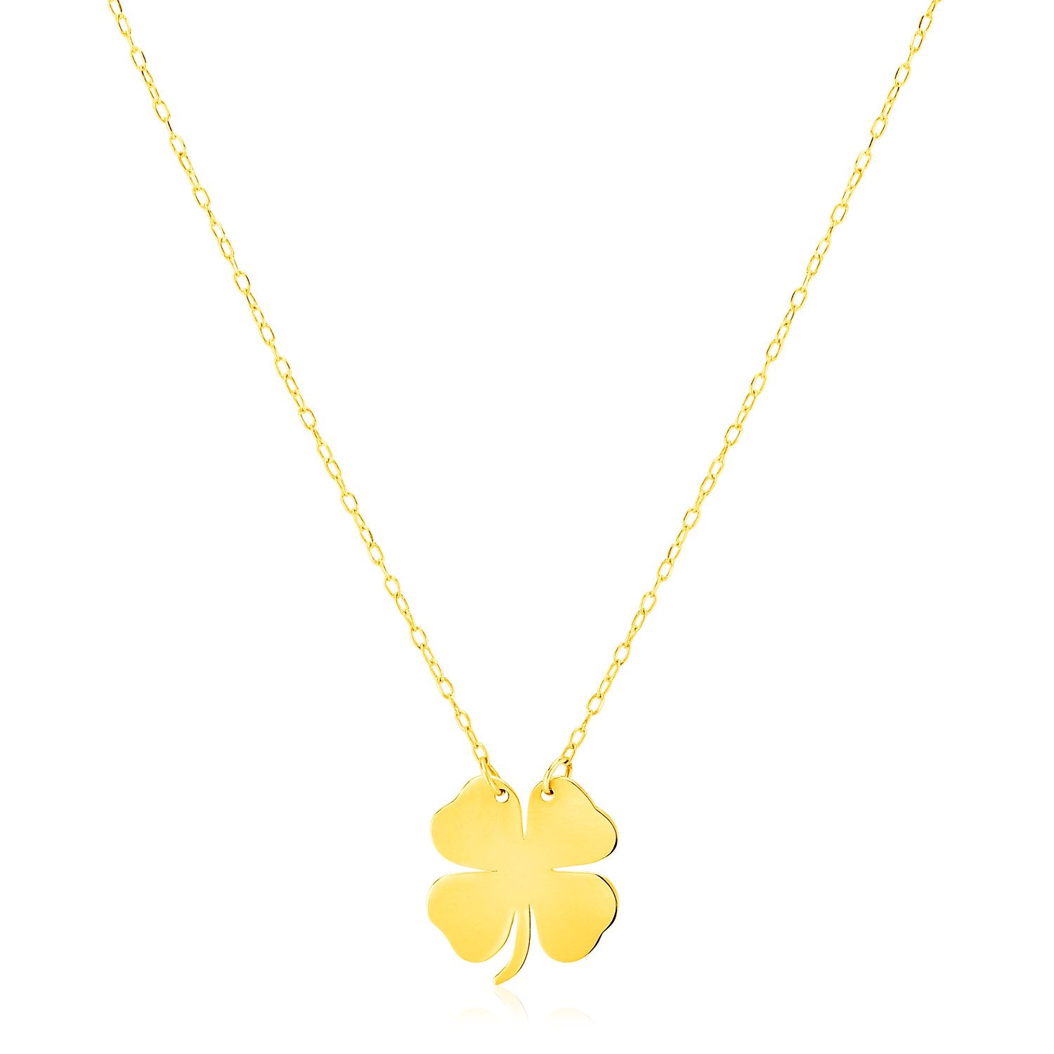 Yellow Gold 14k Four Leaf Clover Women's Link Necklace