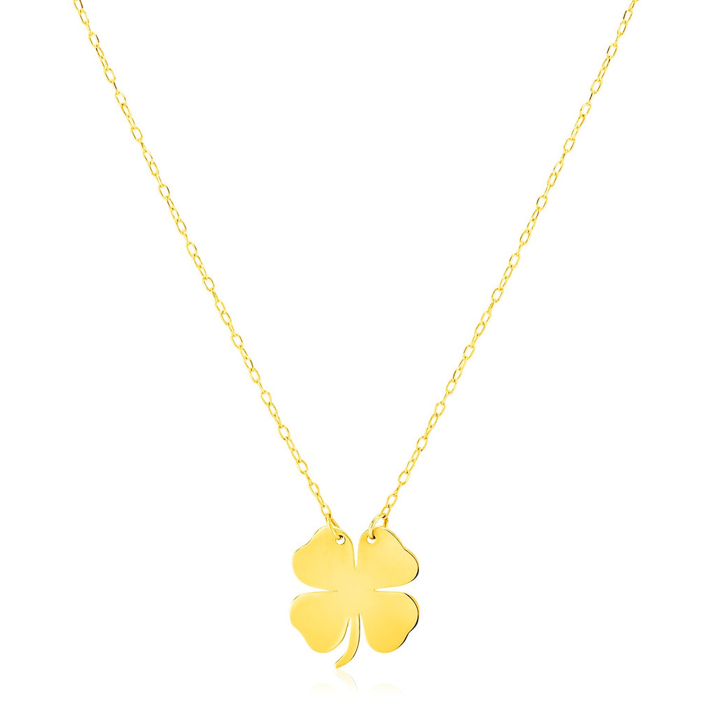 Yellow Gold 14k Four Leaf Clover Women's Link Necklace