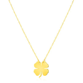 Yellow Gold 14k Four Leaf Clover Women's Link Necklace