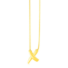 14K Yellow Gold Polished X Necklace