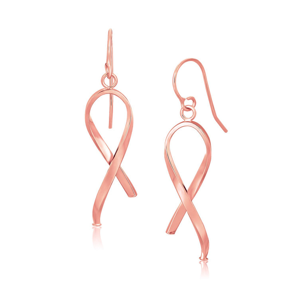 Rose Gold 14k Polished Ribbon Style Drop Earrings