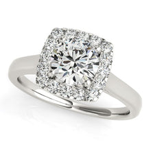 Load image into Gallery viewer, 14k White Gold Square Shape Border Diamond Engagement Ring (1 1/3 cttw)