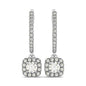 White Gold 14k Cushion Shape Halo Style Diamond Drop Earrings