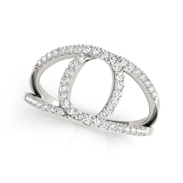 White Gold 14k Diamond Loop Style Dual Band Ring
