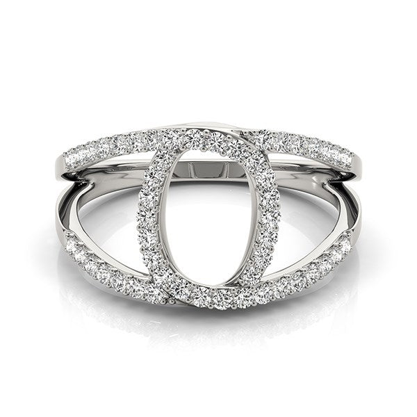 White Gold 14k Diamond Loop Style Dual Band Ring