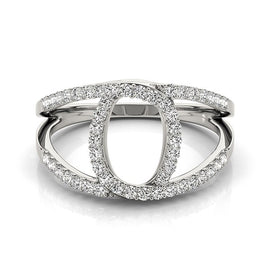 White Gold 14k Diamond Loop Style Dual Band Ring