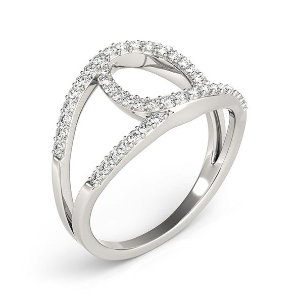 White Gold 14k Diamond Loop Style Dual Band Ring