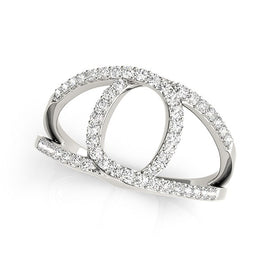 White Gold 14k Diamond Loop Style Dual Band Ring