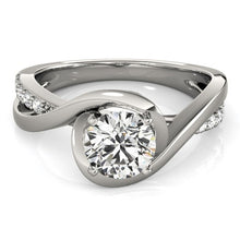 Load image into Gallery viewer, 14k White Gold Split Band Round Bypass Diamond Engagement Ring (1 1/8 cttw)