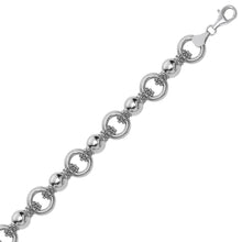 Load image into Gallery viewer, Sterling Silver Multi Strand Bead Chain Bracelet with Rings and Rhodium Plating