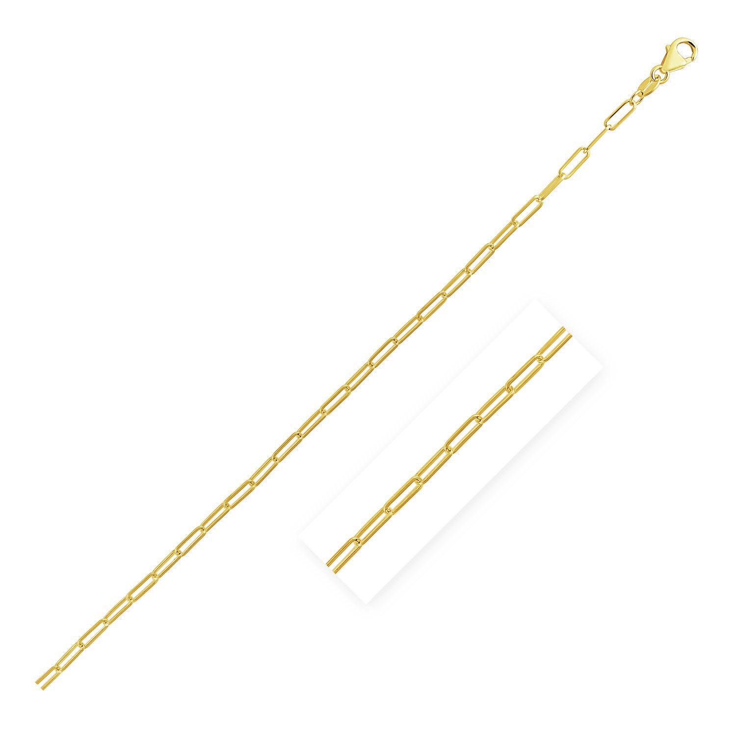 Yellow Gold 14K 2.1mm Delicate Paperclip Chain with Lobster Clasp