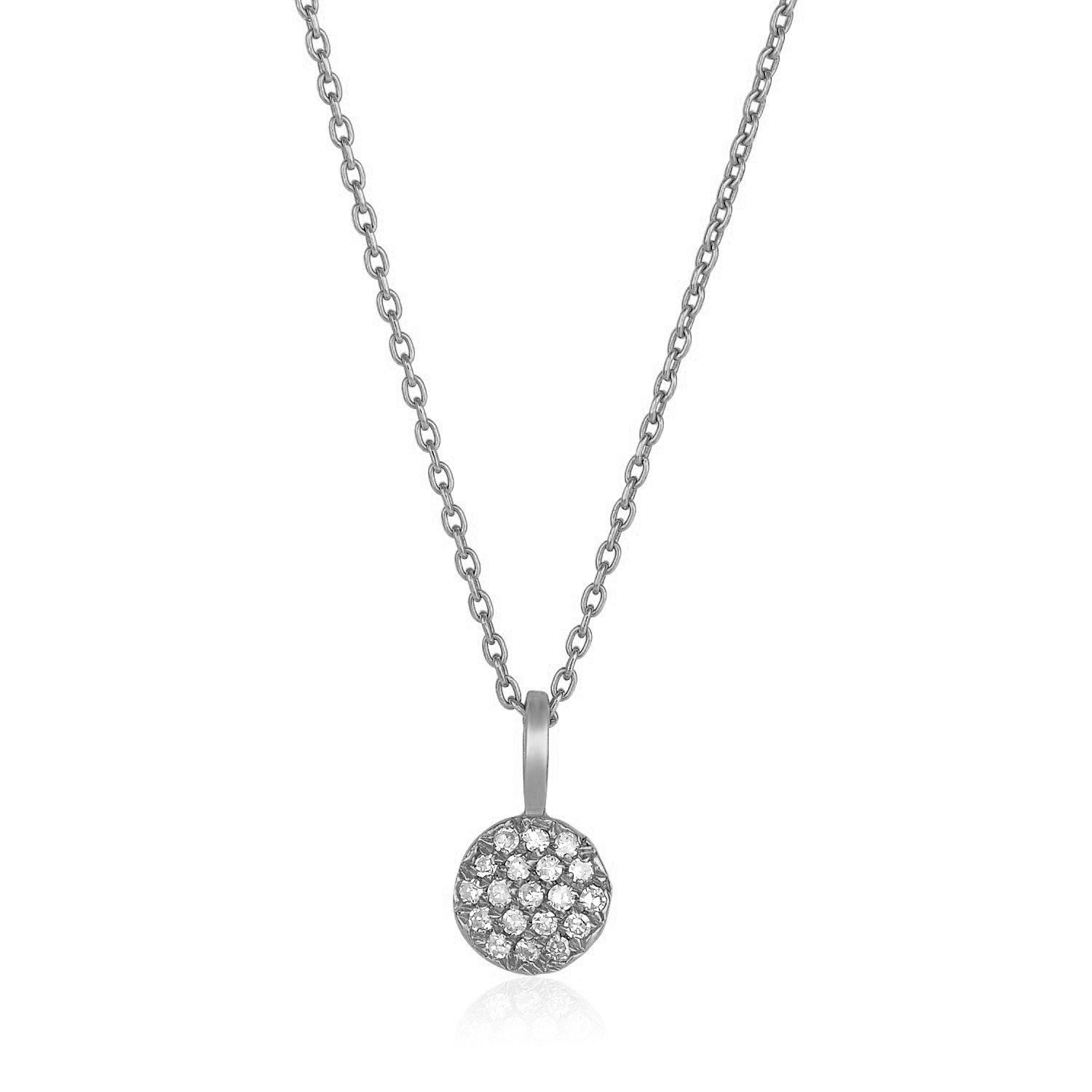 White Gold 14k Women's Necklace with Gold and Diamonds Circle Pendant