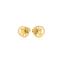 Load image into Gallery viewer, Yellow Gold 14k Post Earrings with Peace Signs in Pushback Clasps