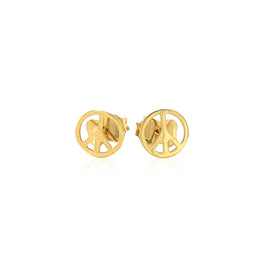 Yellow Gold 14k Post Earrings with Peace Signs in Pushback Clasps