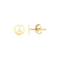 Yellow Gold 14k Post Earrings with Peace Signs in Pushback Clasps