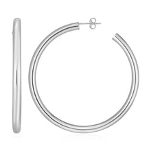 Load image into Gallery viewer, White Gold 14k Polished Hoop Earrings in Pushback Clasps
