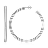 White Gold 14k Polished Hoop Earrings in Pushback Clasps