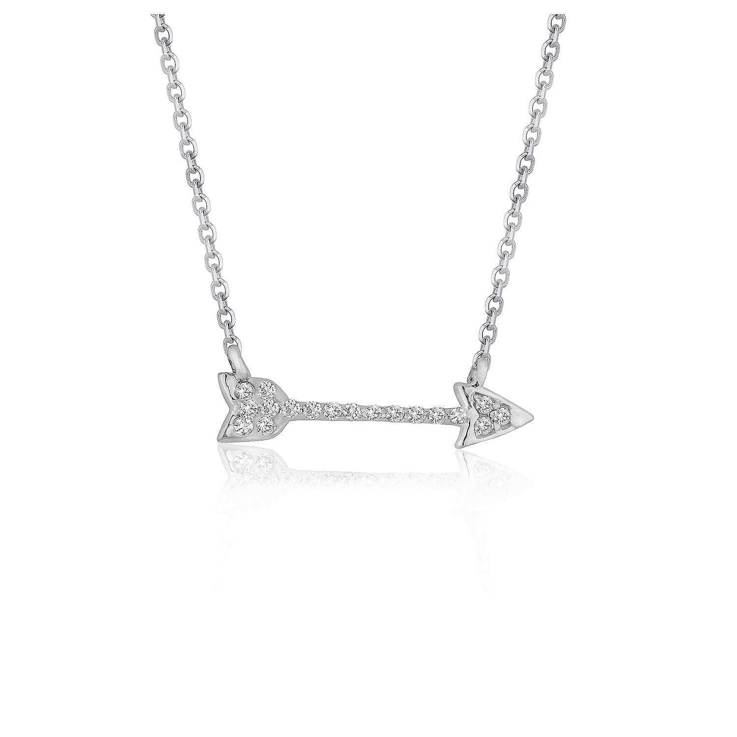 White Gold 14k Diamond Arrow Style Pendant with Lobster Clasp