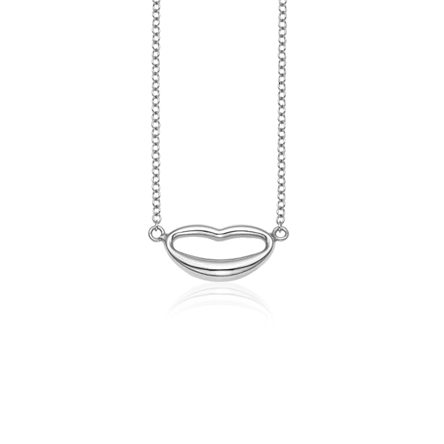 White Gold 14k Women's Emoji Lips Necklace